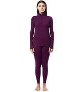 Fruit of the Loom Women's High Neck Quarter Zip Top and Legging Thermal Set