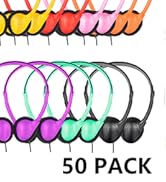 CNSZSLZ Kids Headphones Bulk 50 Pack for Classroom, Comfortable Wired Multi Color 3.5mm Students ...