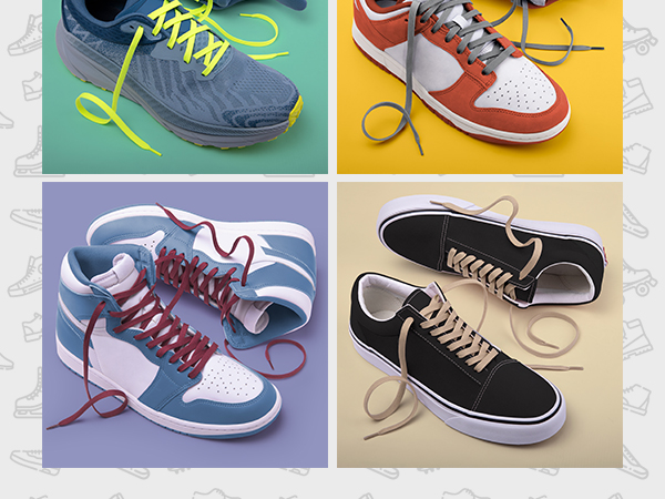 Flat shoe laces for sneakers shoelaces athletic running sports kids shoelaces white black strings