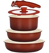 5PCS Pots and Pans Set Non Stick, Nonstick Cookware Set Detachable Handle, Ceramic Pots for ...