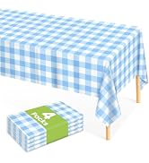 Light Blue Checkered Tablecloth