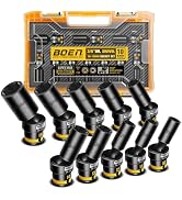 boen 3/8" Drive Swivel Socket Set, 10PCS Deep Impact Universal Joint Sockets, Metric Size (10-19m...