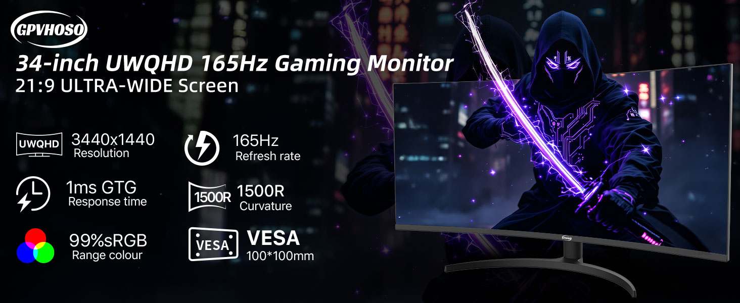 34 Inch 4K 16HZ Curved Gaming Monitor