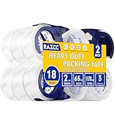 RAZCC Clear Packing Tape, 18 Rolls Heavy Duty Packaging Tape with Dispensers for Packing Shipping...