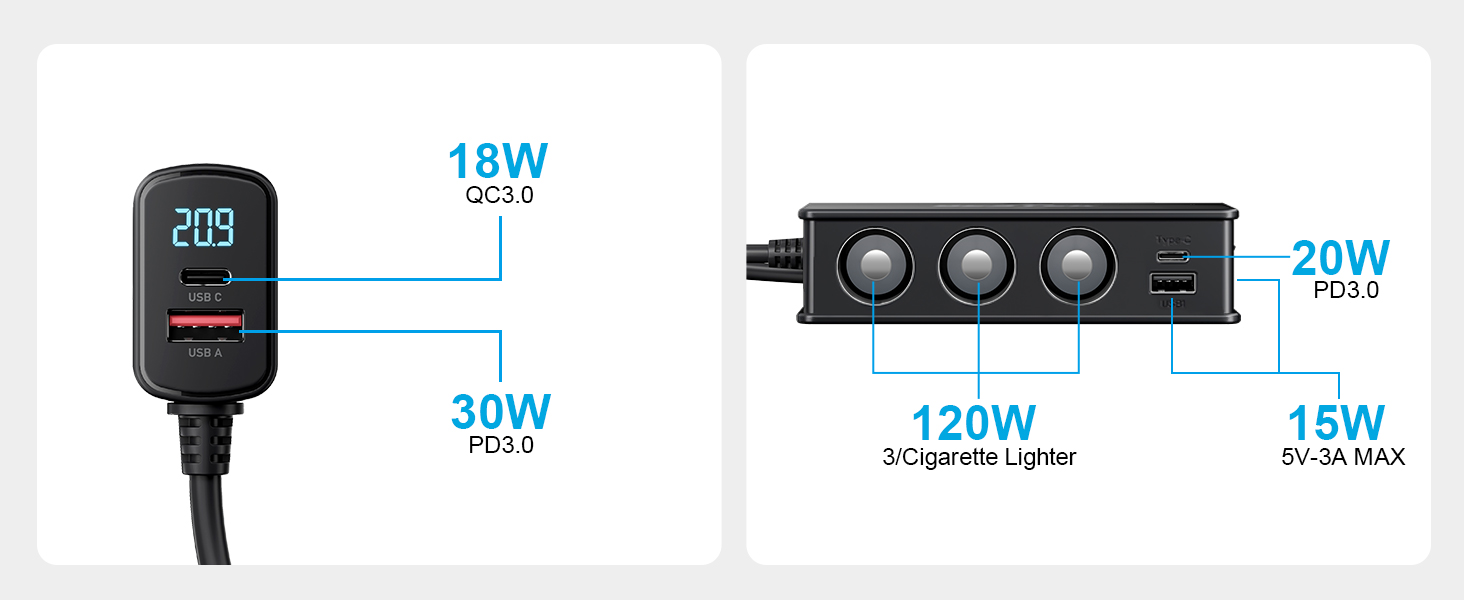 185W cigarette lighter adapter