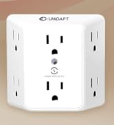Unidapt Multi Plug 6 Outlet Extender, 2 Pack Surge Protector Wall Splitter, 1800J Power Strip 3 S...