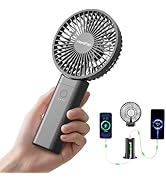HandFan Upgraded 10,000 mAh Quiet Handheld Fan - 4.5 Inch Large Hand Held Fans Reahargeable, 180°...