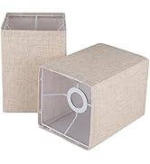 Ruiever Square Lampshades Set of 2, Linen Lampshades L6.3"x W6.3" x H9.84" High, Easy Assembly Re...