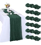 RestfulGlow 6 Pack Dark Green Cheesecloth Table Runner 10FT Boho Gauze Fabric Table Runner 35 x 1...