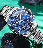 OLEVS Mens Watches Chronograph Watch Luxury Dress Stainless Steel Waterproof Watches for Men Moon...