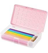 HUTUDD Plastic Pencil Box, Large Pencil Case, Clear Pencil Boxes with Snap-tight Lid, Hard Crayon...