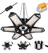 LIVOWALNY LED Work Light for Dewalt 20V Battery, 68W 6800LM LED Garage Lights, Flood Lights, Ceil...