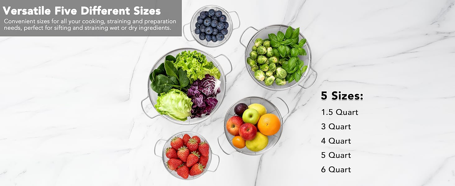 5 sizes colander