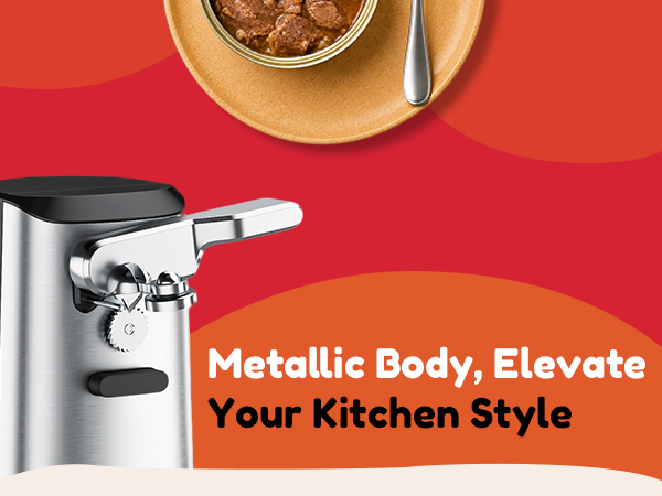 NK-0683 Davivy electric can opener, sleek stainless steel metallic body for modern kitchen decor