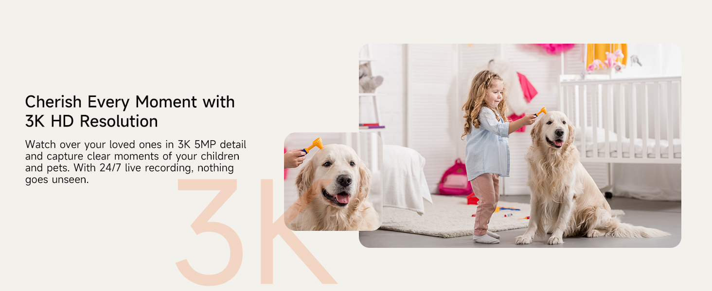 CINMOORE 3K 5MP HD Resolution Security Camera AI Detection with 64GB Card