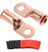 SVAAR 10pcs 2/0 AWG-3/8”Copper Cable lugs, 00 Gauge Wire lugs,Heavy Duty Battery Cable Ends, UL L...