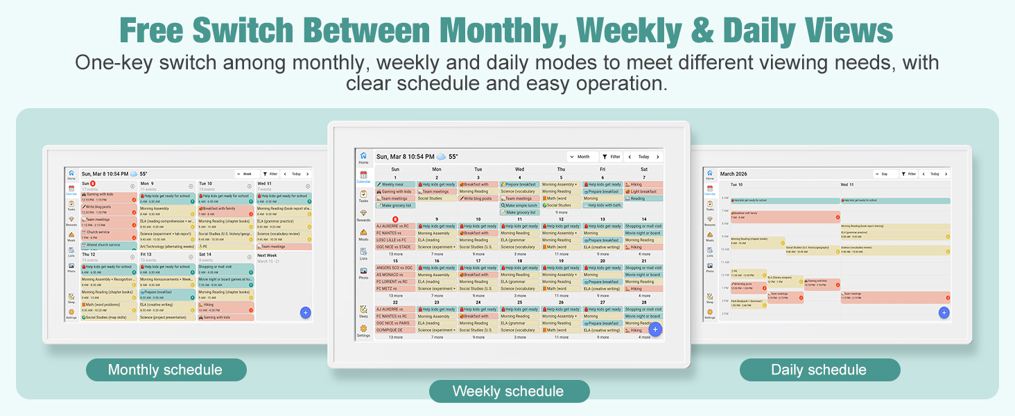 Monthly ,Weekly and daily views
