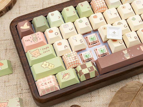 Cute Keycaps, Dye Sublimation PBT Customized keycaps, Cherry Profile Keycaps Cartoon Bear Keycap Set