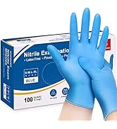 Schneider Nitrile Exam Gloves, Blue, 4 mil, Powder-Free, Latex-Free, for Medical Exam, Cleaning a...