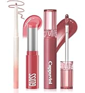3PCS Lip Combo Set - Matte Lip Liner Pencil + Hydrating Tinted Lip Balm + Juicy Lip Gloss Tint, N...