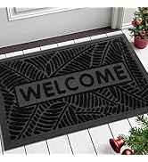 Smiry Welcome Mat Indoor Outdoor, All-Season Waterproof Front Door Mat, Sturdy Natural Rubber Doo...