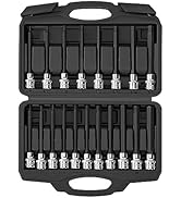 ALOANES 19-Piece 3/8 Inch Drive Extra Long Allen Hex Bit Socket Set, Standard SAE (1/8
