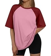 Trendy Queen Oversized Short Sleeve T Shirts for Women Workout Casual Summer Tops Loose Fit Cute ...