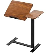 DUMOS Overbed Bedside Table Adjustable with Wheels, Mobile Standing Stand Up Rolling Laptop PC De...