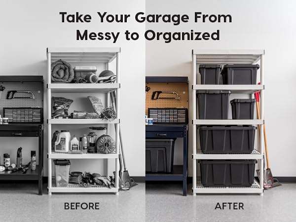 Lockable Storage Bins with Lids Heavy Duty, Stackable Containers, Garage Organizing Bins Moving Tubs
