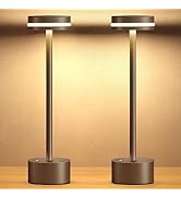 ECOESPTI Cordless Table Lamp, Portable Rechargeable Bedside Lamp, Touch Stepless Dimmable Desk La...