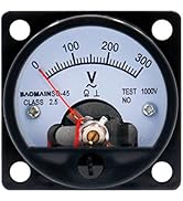 Baomain Analog Dial Panel Meter Voltmeter Gauge SO-45 AC 0-300V Round Black