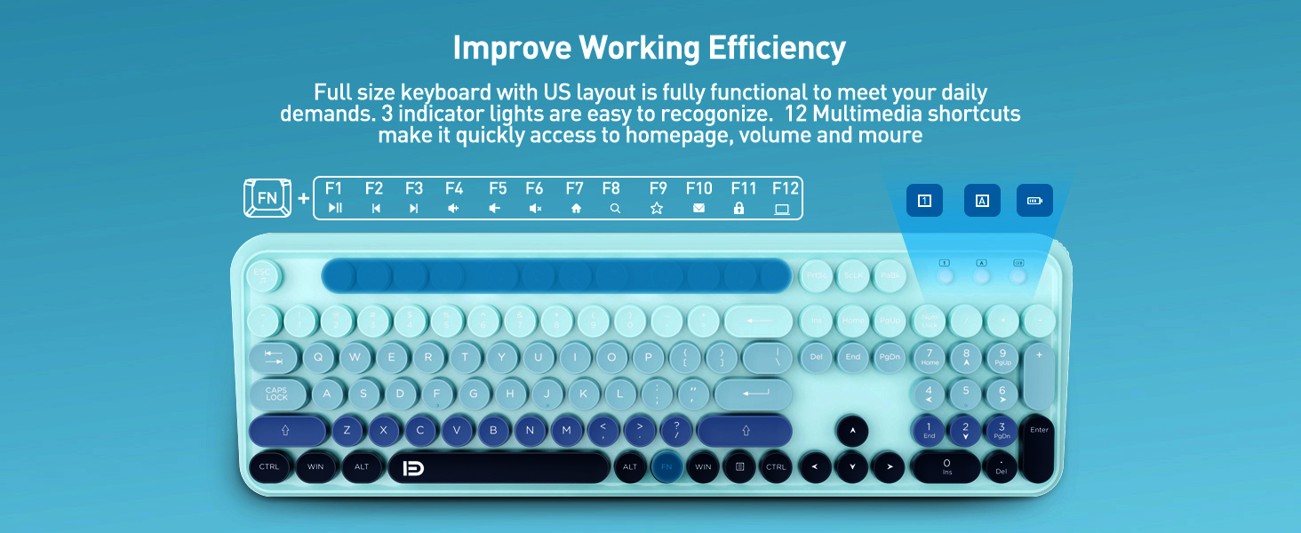 high speed 2.4g dropout free keyboard and mouse wireless teal
