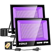2 Pack 320W LED Black Light, Blacklight Flood Light with Plug &amp; Switch, IP66 Waterproof Outdoor B...