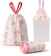 trash bags, 4 Gallon Trash Bags Drawstring, Colorful &amp; Portable Small Trash Bags with Lily Printe...