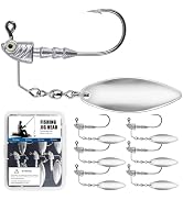 FREE FISHER 6 Pack Swimbait Jig Heads with Spinner Blades 1/2 3/8 1/4 3/16oz Fishing Jig Heads wi...