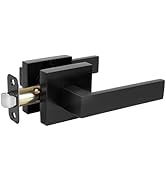 HOSOM Black Interior Door Handles, Passage Door Handle for Closet and Hall, Non-Locking Keyless D...