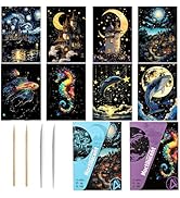 Georgie Porgy Scratch Paper Art Set for Kids Adults Magic Rainbow Scratchboards for DIY Arts and ...