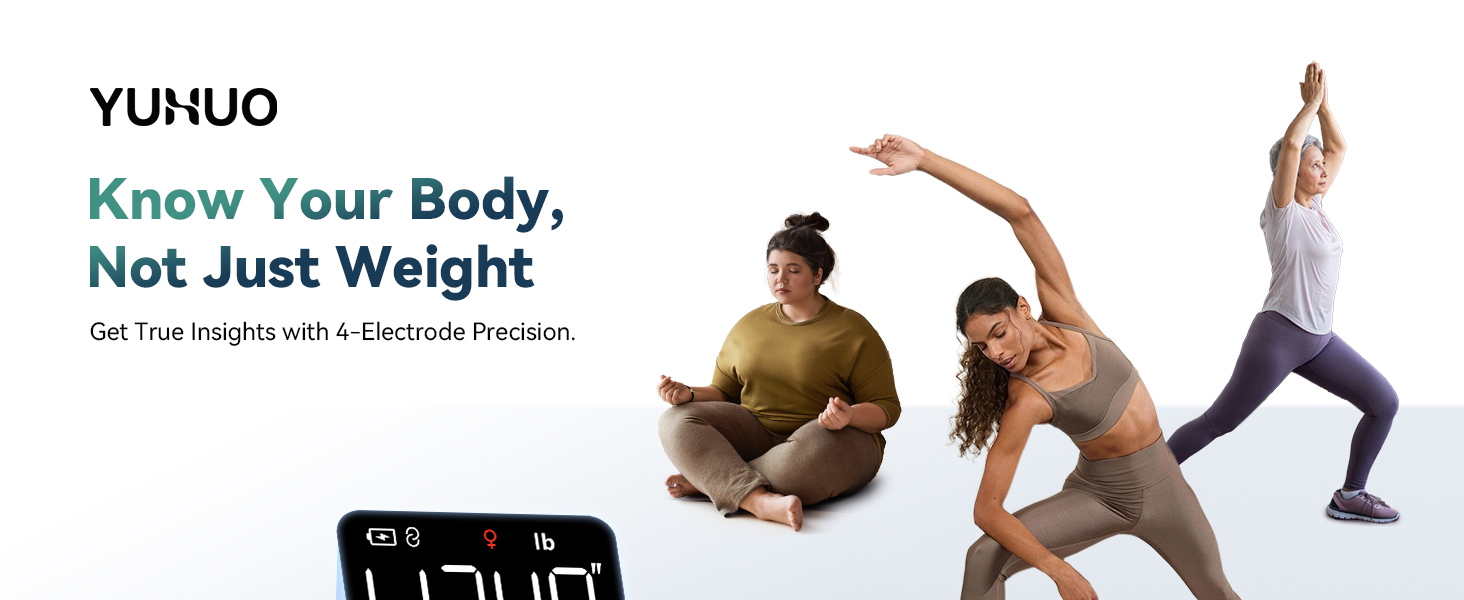 YUHUO Smart Scale for Body Weight, 4-Electrode with Large LED Display
