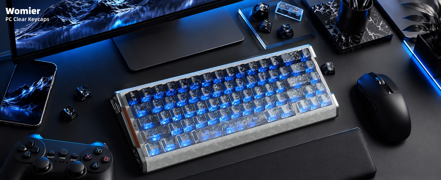 Clear Jelly Keycaps, Translucent Keycaps Set Gradient Grey Keycaps 120 Keys Custom Keycaps