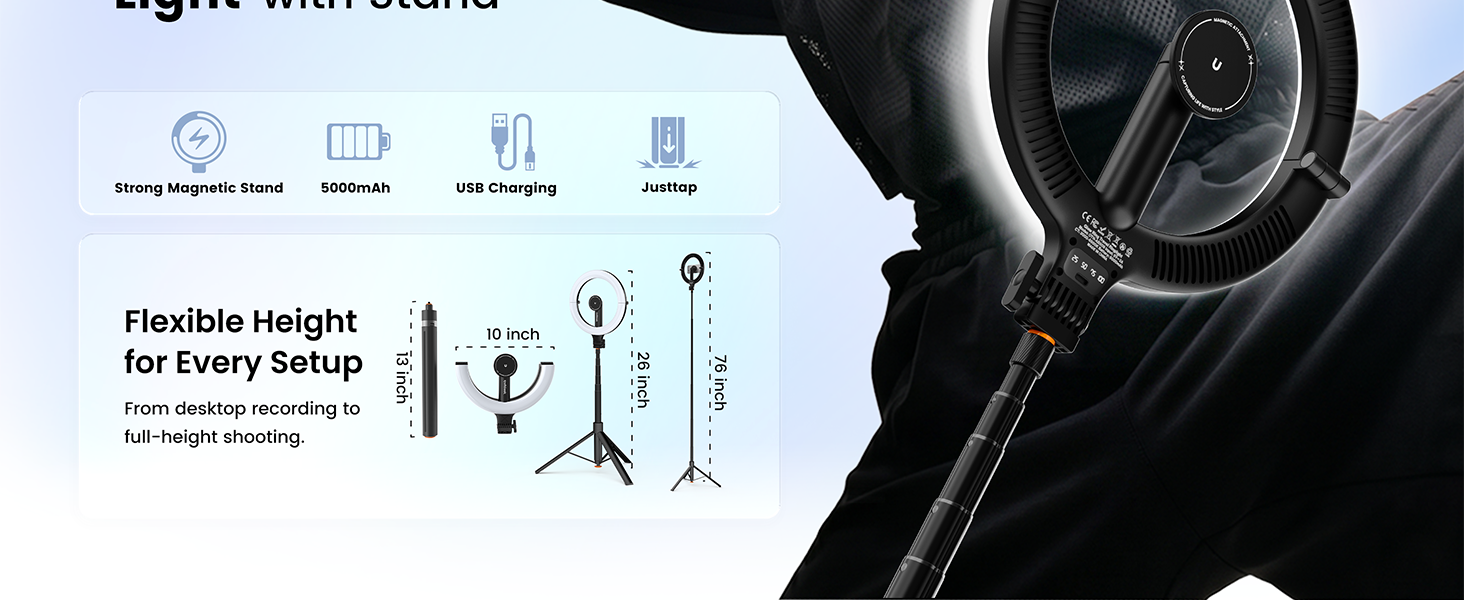 KraftGeek 10.2&amp;#34; magnetic ring light with 64&amp;#34; tripod
