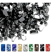 Grisun Onyx Black Fire Glass for Fire Pit, 1/2 Inch High Luster Reflective Tempered Glass Rocks f...