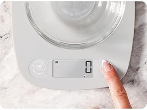 Zero button function resets greater goods food scale for new ingredients