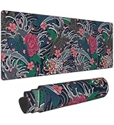 Japan Japanese Wave and Koi Fish Carp Floral Gaming Mouse Pad 31.5 X 11.8 Inch XL Extended Large ...