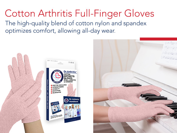 cotton full finger gloves pink