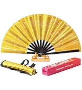 ffscafscn Folding Fan Clack Hand 13inch Bamboo Holster for women Dancing Party Wedding Night Club...