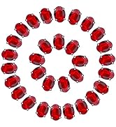 Red Rhinestones Oval Sew On Rhinestone 50pcs 10x14mm Flatback Rhinestones with Silver Prongs for ...