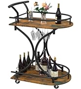 Maiproo 2 Tier Bar Cart for The Home Vintage Bar Cart Small Home Bar Serving Carts with Wheels Ha...
