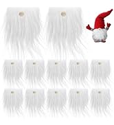 iplusmile 12Pcs Gnome Beards for Crafting, Fake Faux Fabric Pre-Cut Beard with Handmade Wood Ball...