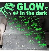 Jekeno Glow in The Dark Dinosaurs Blanket Dino Gifts Toys for Kids Boys Teens Girls Birthday Chri...