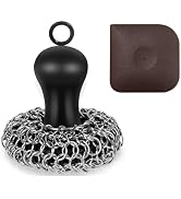 Cast Iron Cleaner Chainmail Scrubber with Pan Scraper Hanging Loop, Upgraded Cast Iron Scrubber 3...